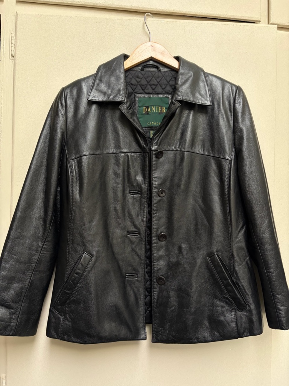 Danier Black Leather Collared Jacket
